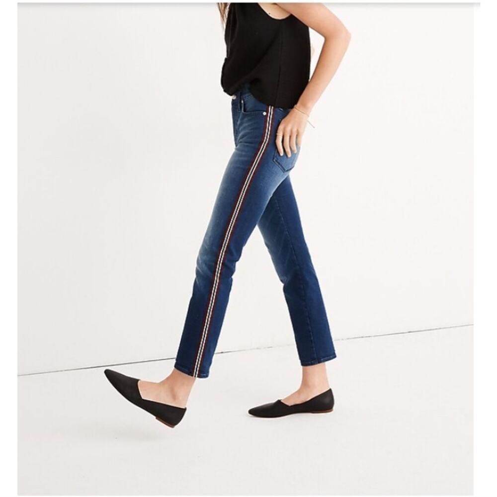 Madewell Stovepipe Jeans: Ribbon Tux Stripe Edition Medium Dark Wash size 26